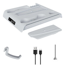 Het Multifunctionele Host Cooling Charging Dock Is voor PS 5 Slim, Ondersteunt Het Opladen van 2 Controllers en Heeft 3 Ventilatorsnelheden