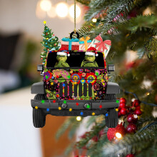 Christmas Tree Ornament Car Shape Acrylic 2D Black