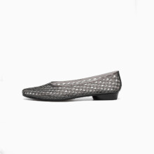 (black, 35=230MM) Sandali piatti da donna in PVC trasparente effetto gelatina con punta affusolata e cinturino posteriore, ciab