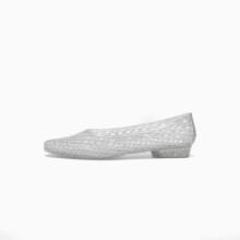 (white, 36=235MM) Sandali piatti da donna in PVC trasparente effetto gelatina con punta affusolata e cinturino posteriore, ciab