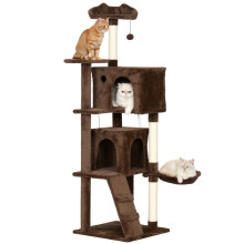 Arranhador extra grande marrom para gatos com escada