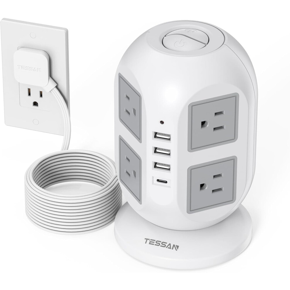 Tower Surge Protector Power Strip With 8 Ac Outlets And 4 9336866998337