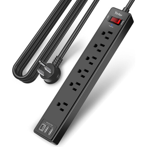 Surge Protector Power Strip 1680J 10ft 6 AC 3 USB