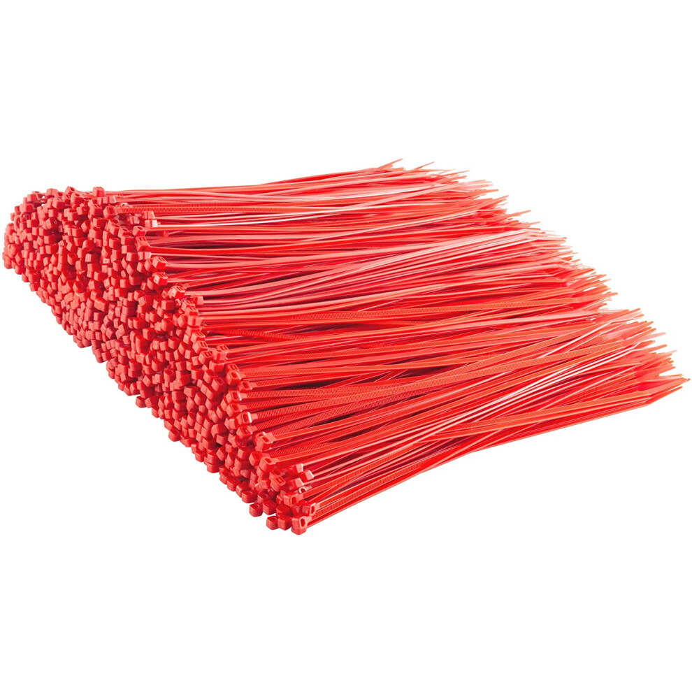 Nylon Zip Ties 8 Inch 1000 Pack 18Lb Uv Resistant Red 9336866998795