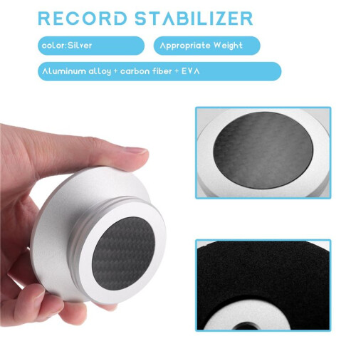 Record Weight Stabilizer with Soft Protective Pad for Hifi Vinyl LP Disc Record Player Profile (Silver) 1