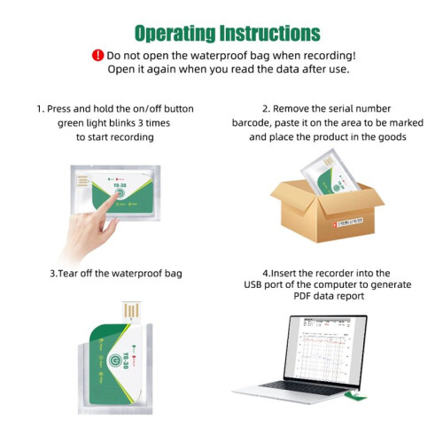 180 Days Temperature Data Recorder Disposable USB Data Logger PDF Report for Cold Chain Transport 1