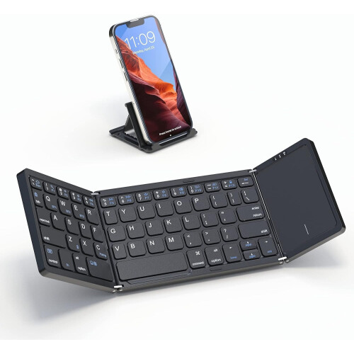 Foldable Bluetooth Keyboard with Touchpad Portable for iOS