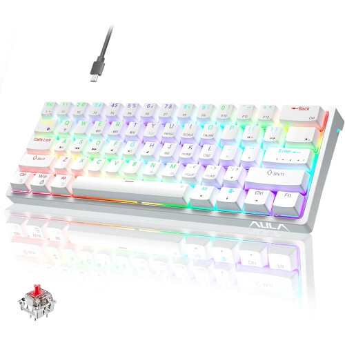 White Mechanical Gaming Keyboard 60% RGB Red Switch