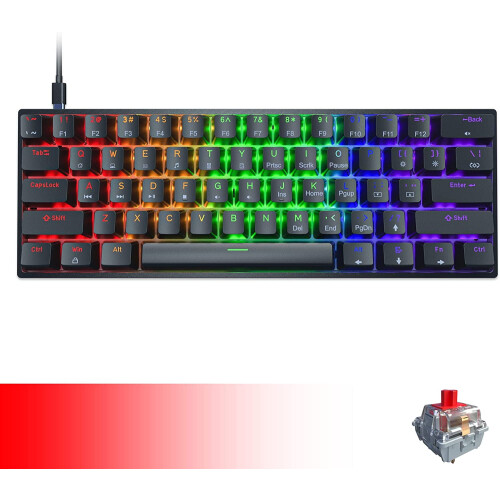 DK61SE 60% wired mechanical keyboard RGB backlit 61 keys