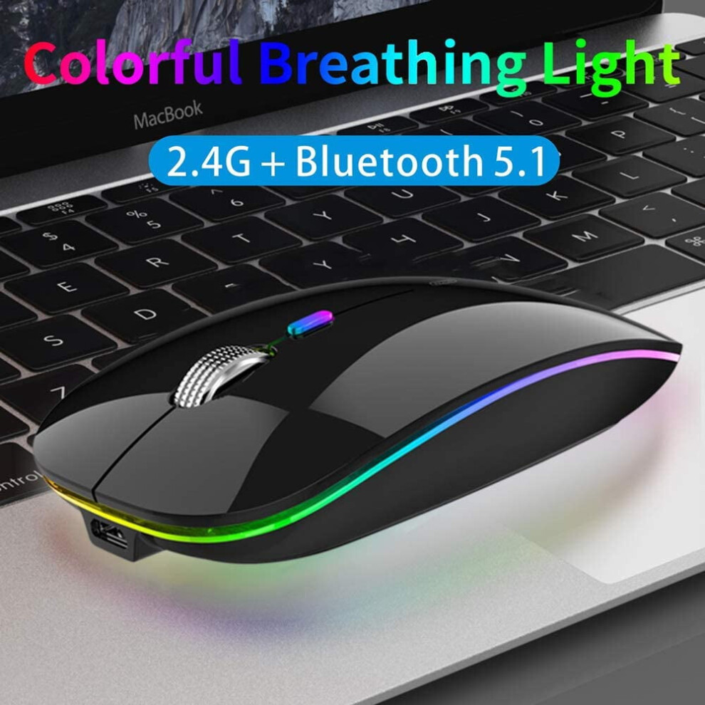 Wireless Bluetooth Mouse Slim Dual Mode 2.4Ghz Rechargeable 917087770965