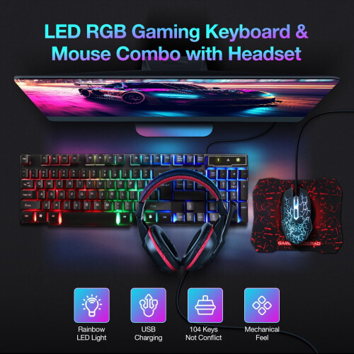 LED RGB backlight USB gaming keyboard black 1