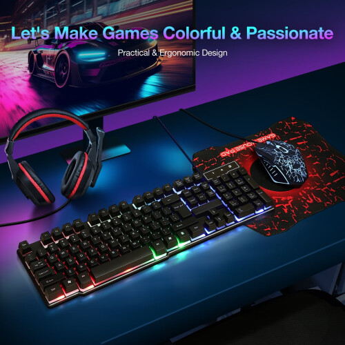 LED RGB backlight USB gaming keyboard black 2