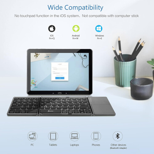 Foldable Bluetooth keyboard with touchpad pocket size 1