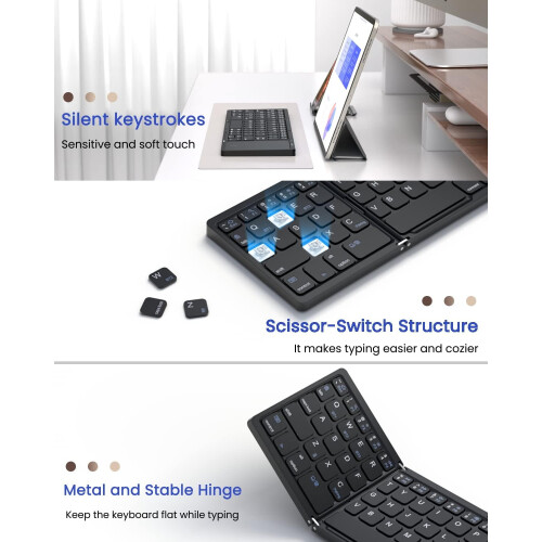 Foldable Bluetooth Keyboard with Touchpad Portable for iOS 2