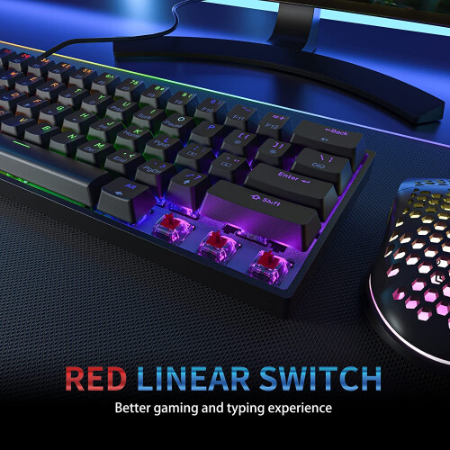 DK61SE 60% wired mechanical keyboard RGB backlit 61 keys 2