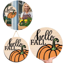 Wooden Autumn Doorplate for Front Door Decoration