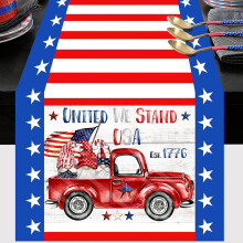 Patriotic table runner wired edge satin ribbon 120x12 in