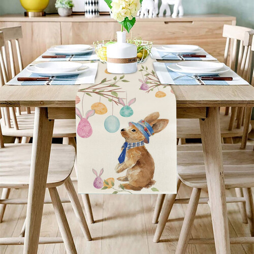 Easter table runner linen print 130x30cm 1