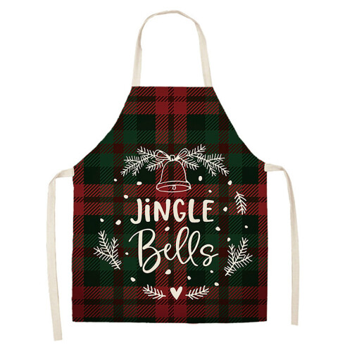 Christmas apron black red plaid adjustable 1 piece