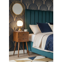 Minimalist Square 2-Drawer Bedside Table Dark Wood