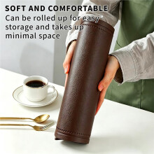 Double-Texture Faux Leather Oval Placemats Set of 6 Washable Heat Insulation Mats Watertight and Non-Slip