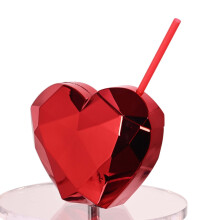 Gobelet Hariumiu en forme de cœur avec paille, 600 ml, plaqué électrolytique