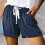 Drawstring Shorts Elastic Waist Casual Lightweight with 2