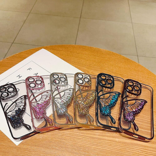 Butterfly Liquid Sand Case for iPhone 14 – Purple, 2