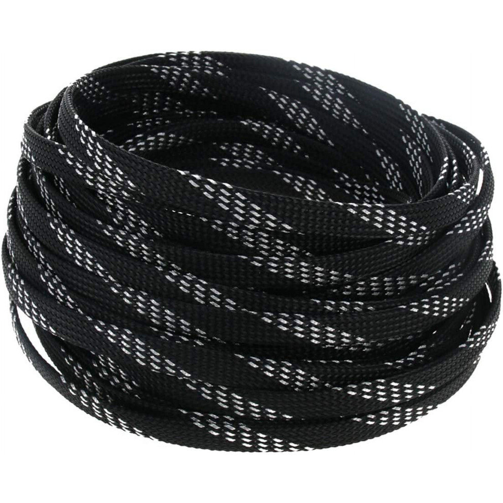 Pet Expandable Braided Cable Sleeving 10M Black/Silver 9336866006483