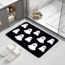Honeeladyy Halloween badematte, svart spøkelses-sklisikkert teppe, søt gotisk baderomsdekor, maskinvaskbar, 15,74"x23,62"