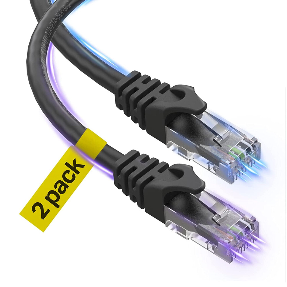 Cat6 Ethernet Cable 15 Feet 2 Pack Black 9336866022889