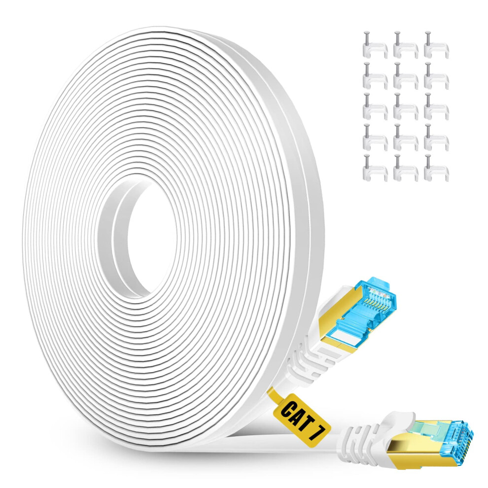 Cat 7 Ethernet Cable Shielded Flat 20 Ft Gold 9336866022643