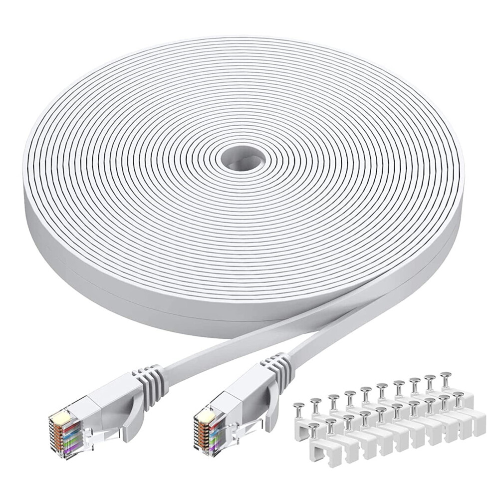 Cat6 Ethernet Cable Flat 50 Ft White 9336866022605