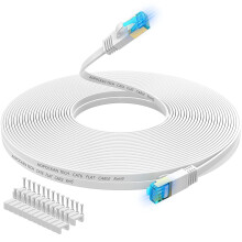 Cat6 Ethernet-kabel, 15 meter, flate internettnettverk LAN-patchkabler – solid Cat6 høyhastighets datakabel med klips -