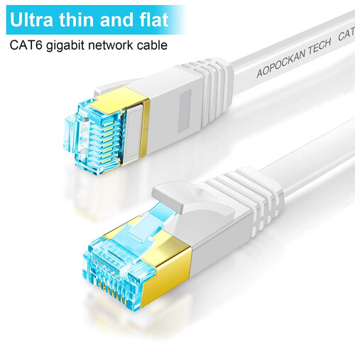 Καλώδιο Ethernet Cat6, 50ft, επίπεδο καλώδιο δικτύου Internet LAN – Συμπαγές καλώδιο 2