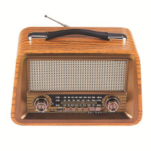 Portable Wooden Retro Radio Wireless Speakers HIFI Stereo AM/FM Radio Player USB TF AUX MP3,Yellow Wood Color