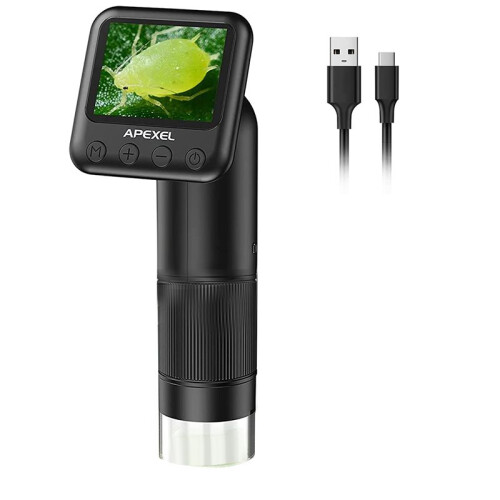 APEXEL MicroscóPio Digital PortáTil com Tela LCD de 2 Polegadas, MicroscóPio PortáTil de Bolso 800X com Lupa EletrôNica para CriançAs