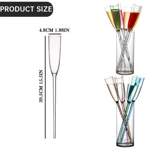 Colorful Floating Champagne Flute Set 6 Glasses with Base 2