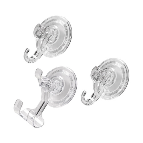 Traceless Suction Cup Door Hooks Set 3 pcs Transparent 2