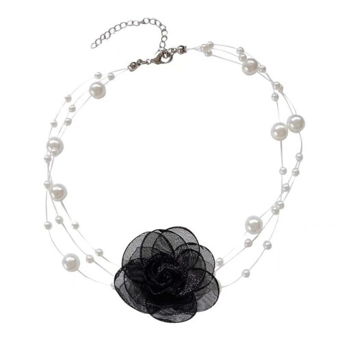 Camellia pärlhalsband svartvitt 1 st 1
