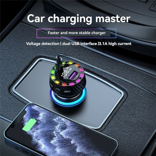 Auto  Ladegerät PD30W USB Port Schnellladeadapter mit LED Licht Spannungsmonitor FM  Transmitter 1