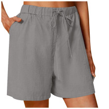 Women's Bermuda Shorts Knee-Length Elastic Waist Drawstring