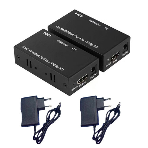 60m Extensor Rj45 -Extensor Compatível Extensor de Rede de Sinal 1080p Cat5/6 Lan Extensor Plugue da Ue