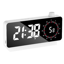 Digital Alarm Clock with -Meter Electronic Bedside Desk Clock with Temperature & Date Display White