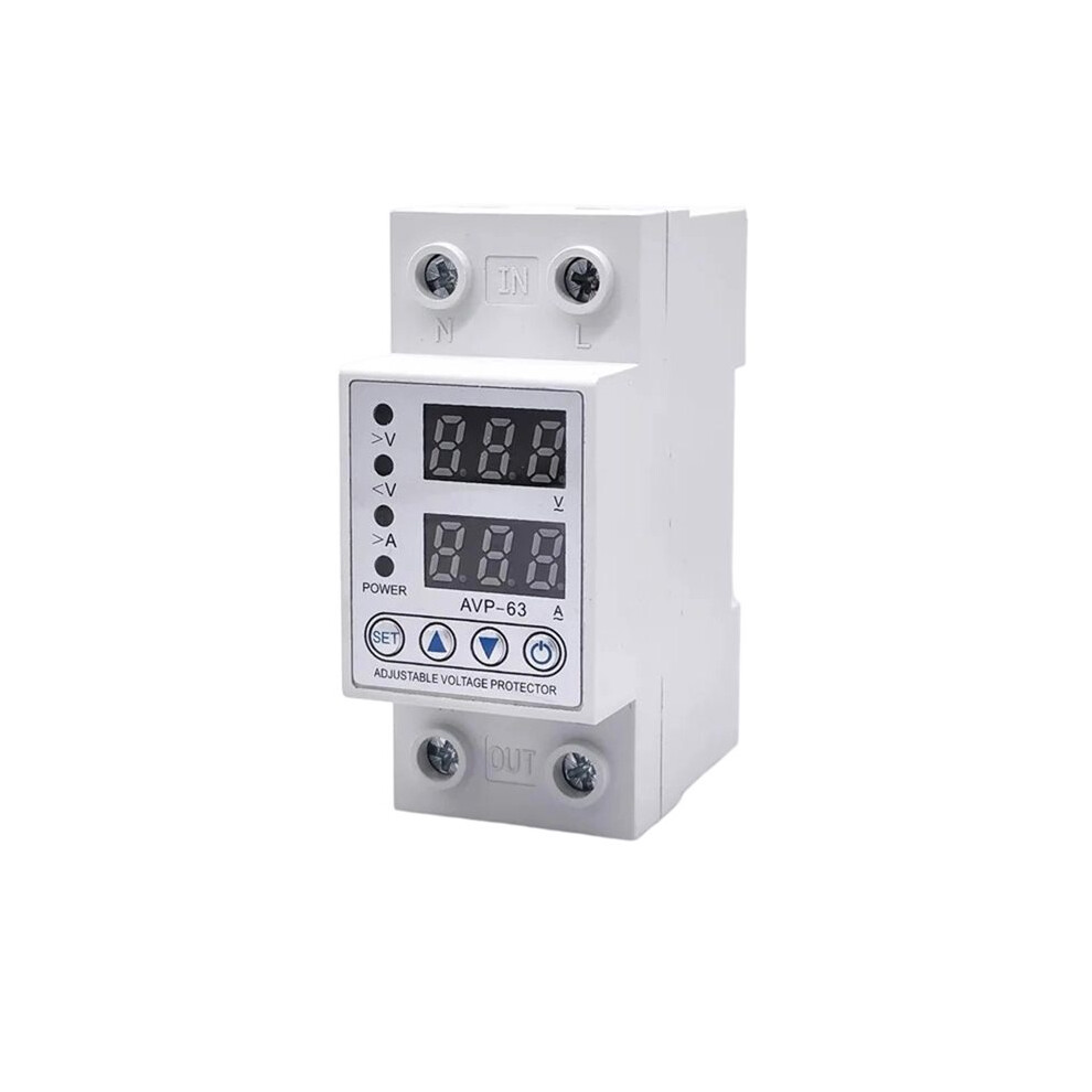 230V 63A Adjustable Over Voltage Under Voltage Reclosing Protector Relay Limit Over Current Protection 4712874650996