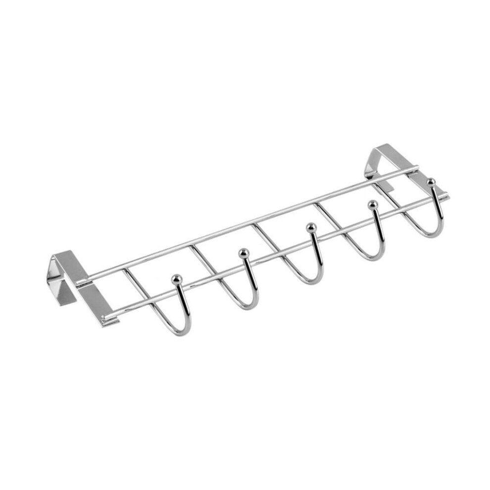 Over-The-Door Bathroom Organizer Rack With 5 Hooks 9336866013726
