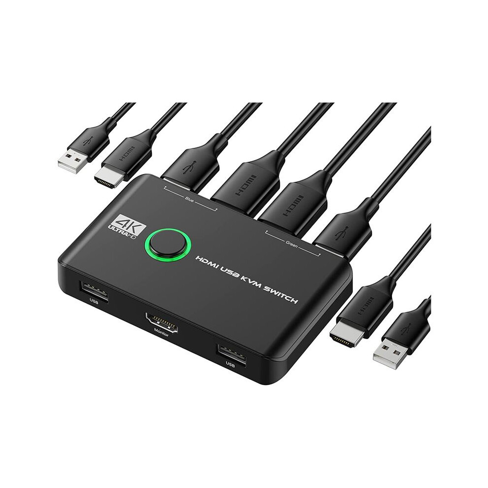 Photos - Spotting Scope 4K KVM USB -Compatible Switches for 2 Computers Share Keyboard Mouse Printer and Monitor, Support 4K@60Hz