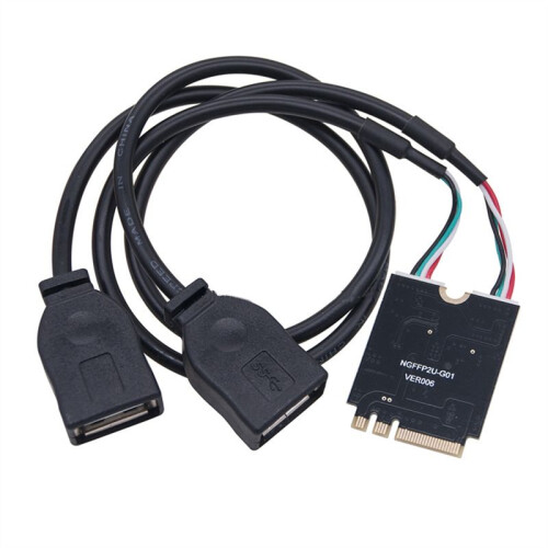 M.2 para Placa Riser USB 480Mbps M.2 KEY A+e para Placa de Expansão USB2.0 de Porta Dupla com Cabo Riser para Win10 1