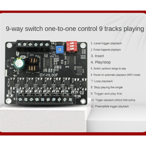 24V High Power Voice Broadcast Prompt Module High and Low Level Trigger 1-To-1MP3 Multifunctional Playback Module, C 2