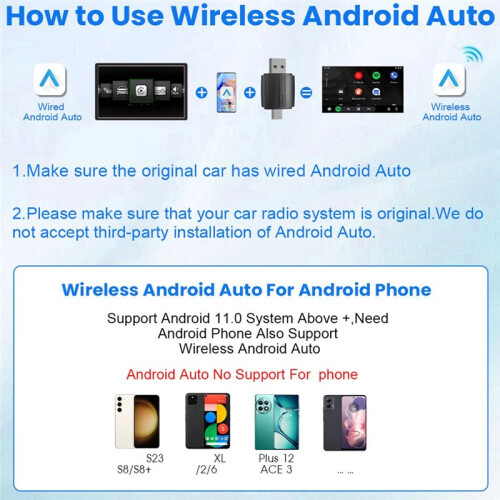 Wireless CarPlay Android Auto Adapter 5Ghz WiFi Type-C/USB Plug and  2in1 Dongle for 2
